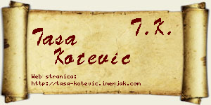 Tasa Kotević vizit kartica